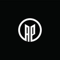 AP monogram logo isolated with a rotating circle vector