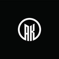 AK monogram logo isolated with a rotating circle vector