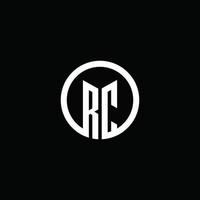 Logotipo de monograma rc aislado con un círculo giratorio vector