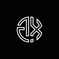 GX monogram logo circle ribbon style outline design template vector