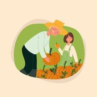 farmers and pumpkins vector
