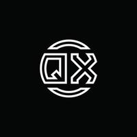 QX logo monogram with negative space circle rounded design template vector