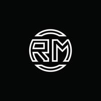 RM logo monogram with negative space circle rounded design template vector