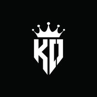 KO logo monogram emblem style with crown shape design template vector