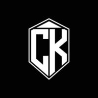 CK logo monogram with emblem shape combination tringle on top design template vector