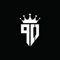 PO logo monogram emblem style with crown shape design template vector
