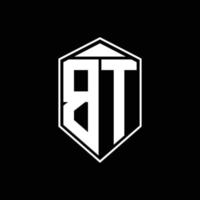 bt logo monogram con combinación de forma de emblema tringle en la plantilla de diseño superior vector