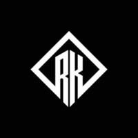 RK logo monogram with square rotate style design template vector