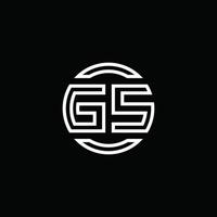 GS logo monogram with negative space circle rounded design template vector