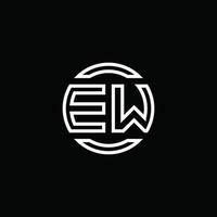 Ew logo monograma con plantilla de diseño redondeado de círculo de espacio negativo vector