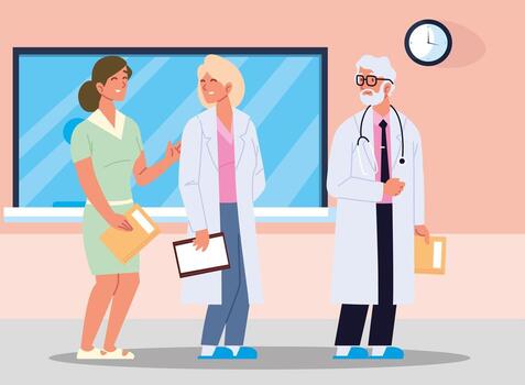 professional doctors smiling vector