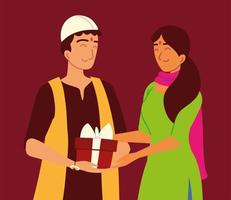 hindu man and woman vector