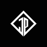 JP logo monogram with square rotate style design template vector