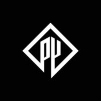 Py logo monograma con plantilla de diseño de estilo de rotación cuadrada vector