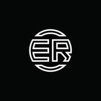 ER logo monogram with negative space circle rounded design template vector