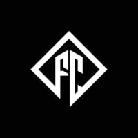 monograma del logotipo de fc con plantilla de diseño de estilo de rotación cuadrada vector