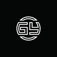 GY logo monogram with negative space circle rounded design template vector