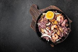 seafood mix shrimp, squid, mussel, octopus photo