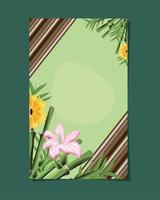 bamboo sticks flowers vector