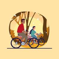 hombres en bicicleta vector