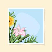 bamboo sticks flowers vector