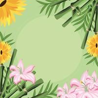 flowers bamboo sticks vector