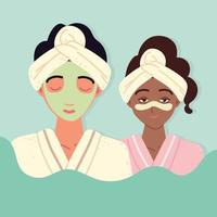 women with clay facial masks