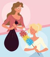 women cleaning concept vector