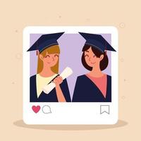 women virtual graduation vector