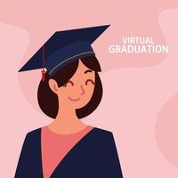 virtual graduation female student vector