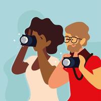 couple using camera vector