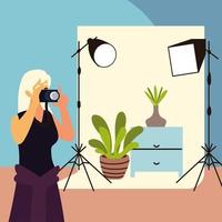 photographer female character vector