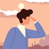 man looking far away vector