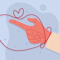hands with red string of destiny vector