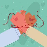 red string of destiny in hands vector