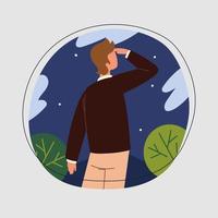 man looking in the landscape vector