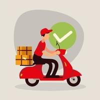 delivery man on motorcycle vector