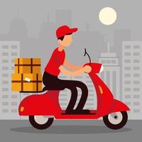 delivery man on scooter vector