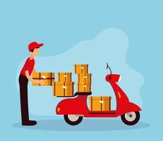 delivery man with parcels vector