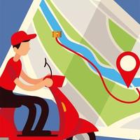 delivery man navigation map vector