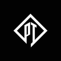 monograma del logotipo de pi con plantilla de diseño de estilo de rotación cuadrada vector
