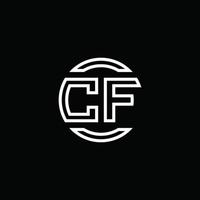 Monograma del logotipo de cf con plantilla de diseño redondeado de círculo de espacio negativo vector