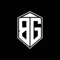 monograma del logotipo de bg con combinación de forma de emblema tringle en la plantilla de diseño superior vector