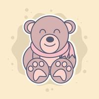 cute bear teddy toy vector