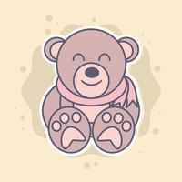 cute bear teddy toy vector