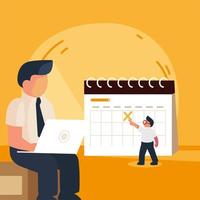 men scheduling in calendar vector