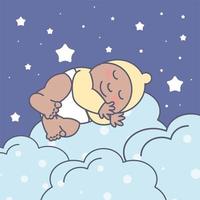 sleeping baby on clouds vector