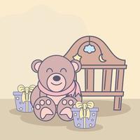 baby bear and crib vector
