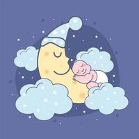 baby on moon vector