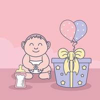 baby balloons and gift vector